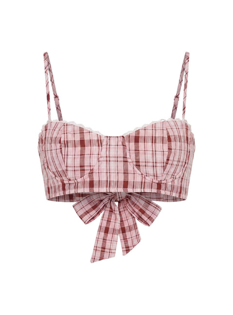 Kosi Micro Crop Bra Top Pink Check