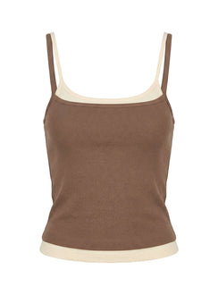 Maeka Layered Jersey Tank Top Brown / Cream