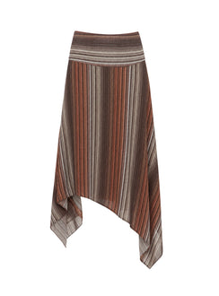 Massino Asymmetrical Midi Skirt Multi Stripe