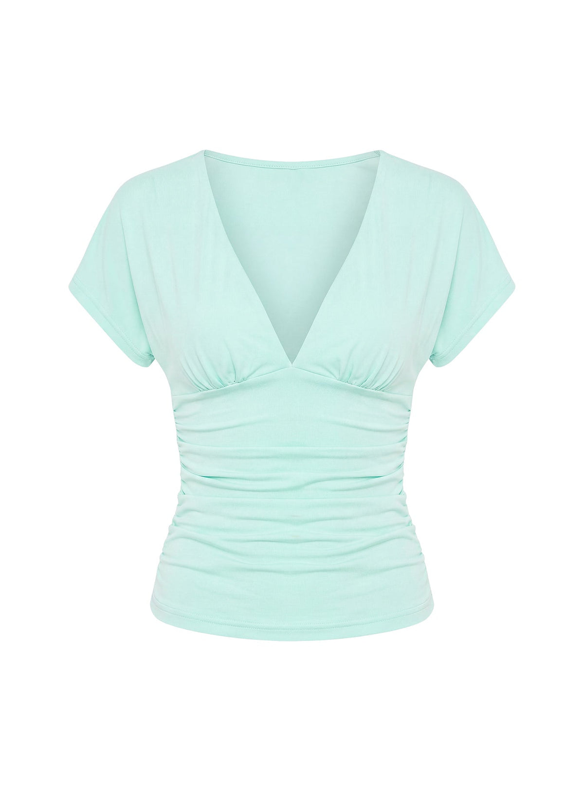 Mattey Cinched V Neck Top Turquoise