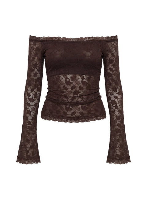 Mochapella Off The Shoulder Top Brown