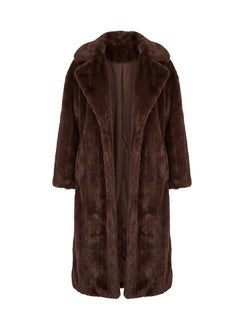 Moss Faux Fur Coat Chocolate