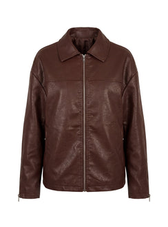Napoleon Faux Leather Jacket Dark Brown