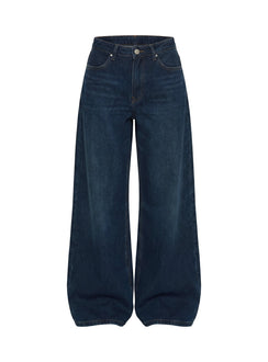 Naylor Mid Rise Wide Leg Jeans Mid Blue Denim