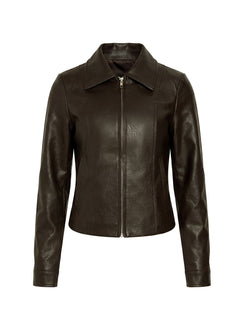 Palomino Fitted Faux Leather Jacket Brown