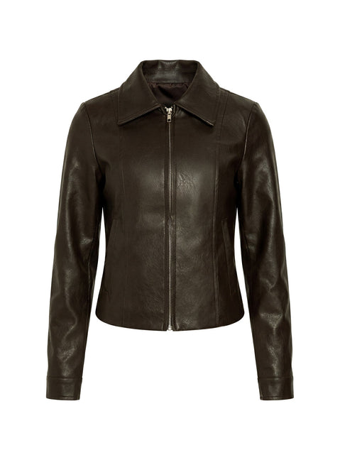 Palomino Fitted Faux Leather Jacket Brown