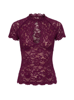 Quinbie Lace Short Sleeve Top Plum
