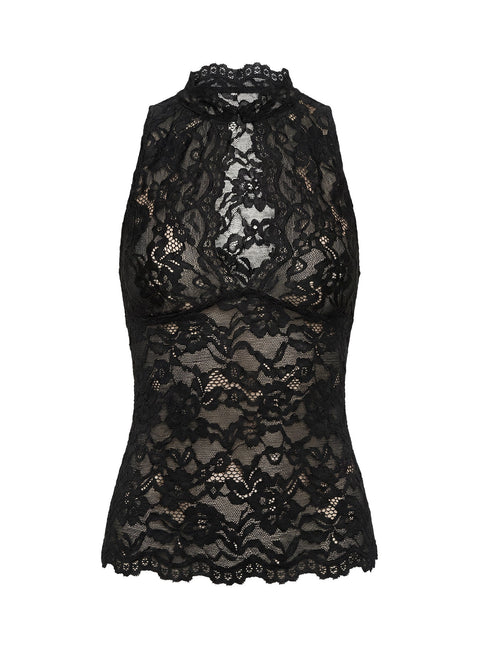 Quinbie Lace Sleeveless Top Black