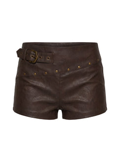 Romey Studded Micro Shorts Charcoal Brown