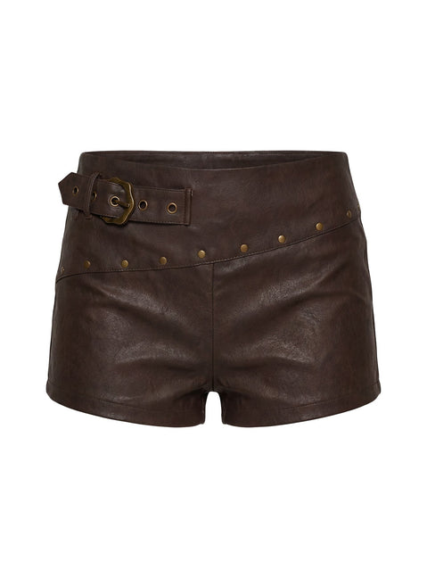 Romey Studded Micro Shorts Charcoal Brown