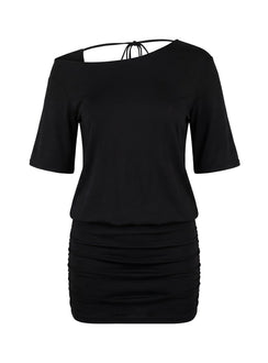 Romma Backless Slouchy Mini Dress Black
