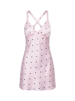 Rosabelle Satin Mini Dress Pink Polka Dot