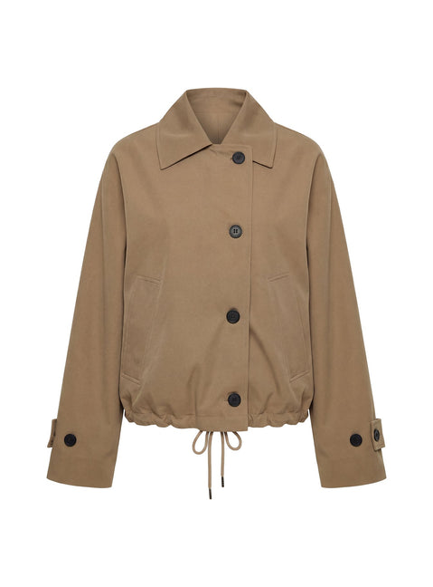 Sandria Cropped Trench Coat Beige