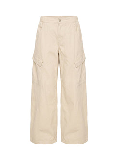Selective Memory Low Rise Wide Leg Cargo Pants Cream