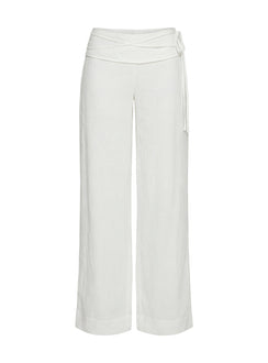 Silver Moon Linen Blend Tie Pants White