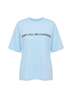 Some Call Me Charming Oversized Graphic Tee Light Blue