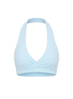 Lock In Active Halter Crop Top Blue