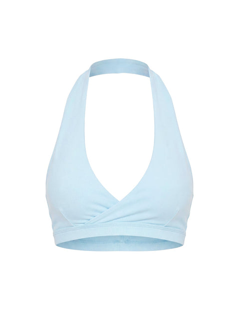 Lock In Active Halter Crop Top Blue