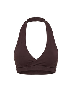 Lock In Active Halter Crop Top Brown