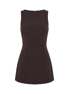 Yumiko Romper Brown Pinstripe Petite