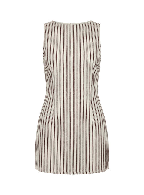 Yumiko Romper Brown Stripe Tall