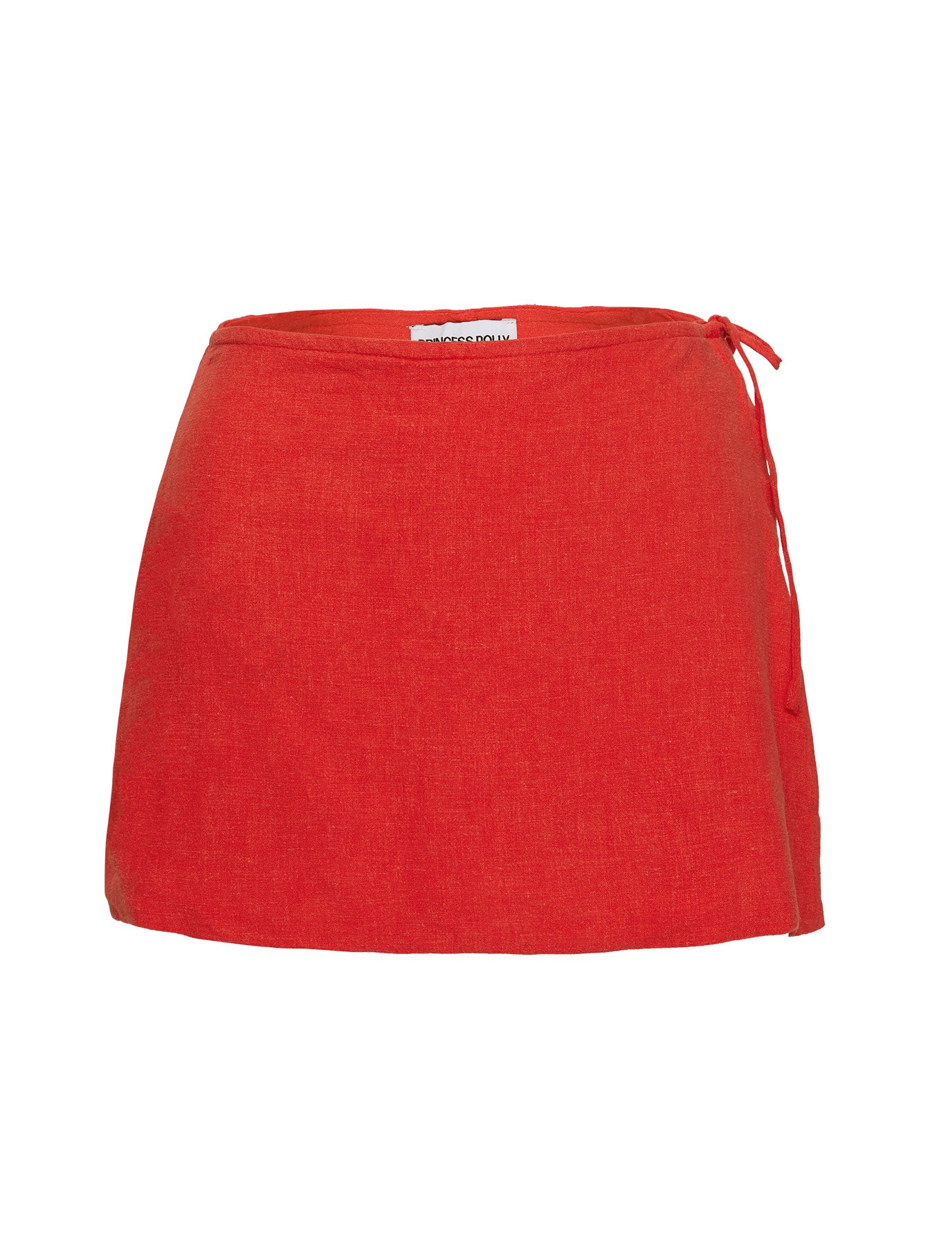 product Princess Polly Gulliver Tie Side Mini Skort Red High Waisted Shorts 