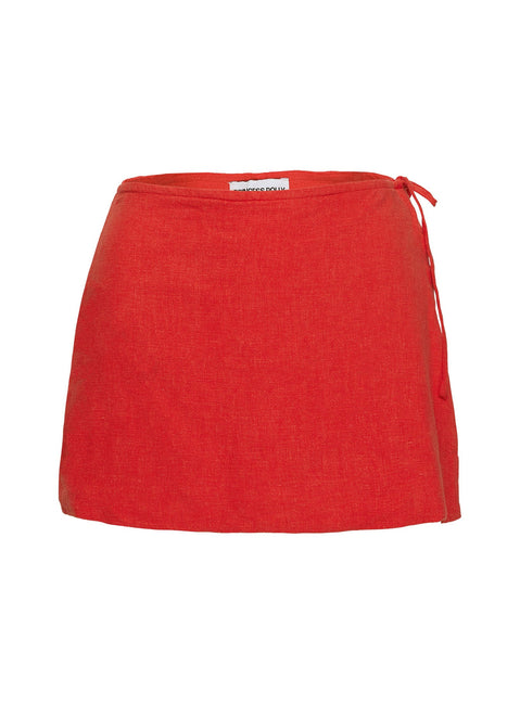 product Princess Polly Gulliver Tie Side Mini Skort Red High Waisted Shorts 