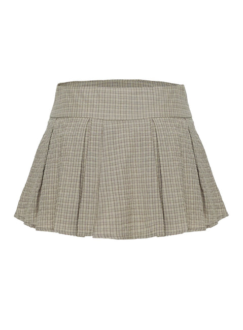 product Princess Polly Hariette Pleat Mini Skirt Brown Plaid Mini Skirts 