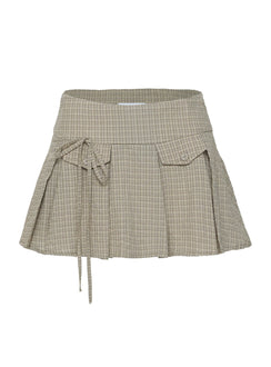 product Princess Polly Hariette Pleat Mini Skirt Brown Plaid Mini Skirts 