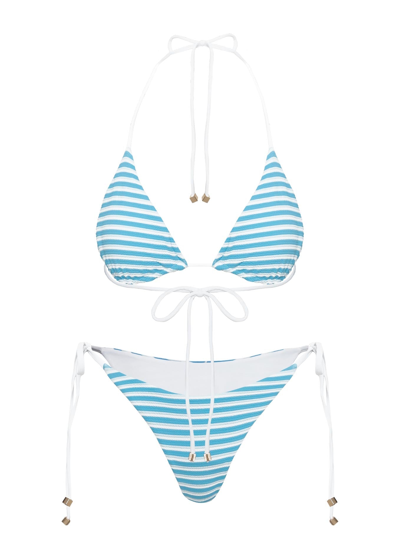 Glora Tie Side Bikini Bottom White Blue / White