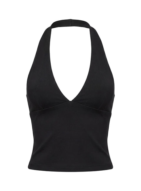 Habitual Active Longline Plunge Neck Tank Top Black