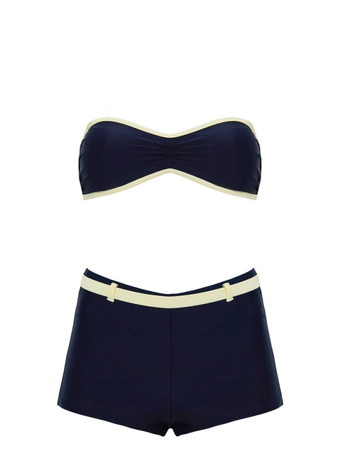 Heida Bandeau Bikini Top Navy / Yellow