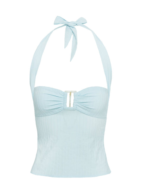product Princess Polly Isabetta Halter Top Aqua Sleeveless Sweetheart 