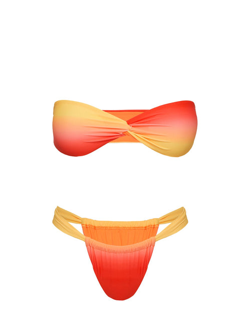 Jacqueline Twist Front Bikini Top Orange Ombre