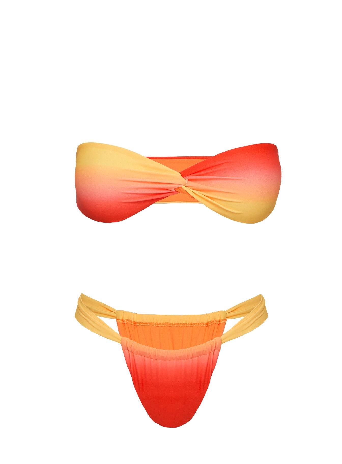 Summer Season Ruched Side Bikini Bottoms Orange Ombre