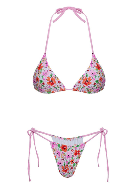 Jenner Triangle Bikini Top Pink Floral Multi