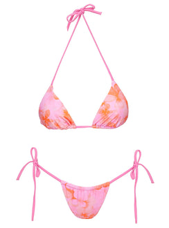 Jenner Tie Side Ruched Bikini Bottom Pink Floral