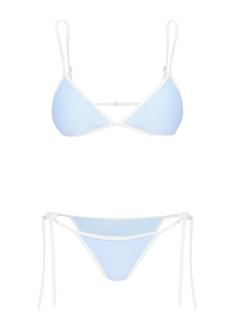 Jessie Adjustable Triangle Bikini Top Blue / White