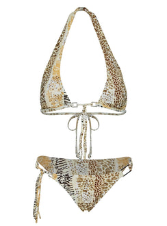 Janessa Hardware Halter Bikini Top Animal Splice