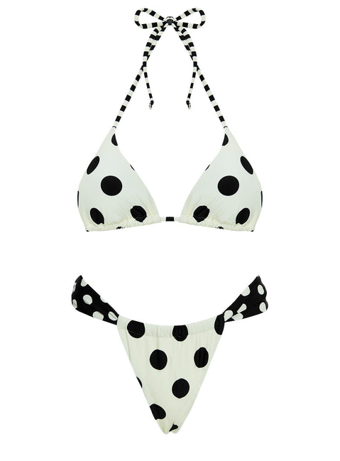 Jenner Triangle Bikini Top Cream / Polka Dot