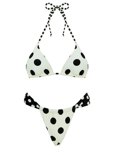 Jenner Triangle Bikini Top Cream / Polka Dot