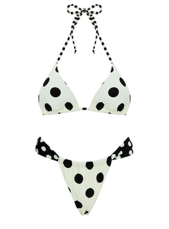 Jenner High Side Bikini Bottom Cream / Polka Dot