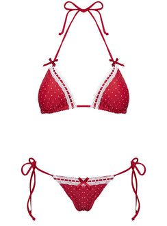 Jenner Triangle Bikini Top Red Polka