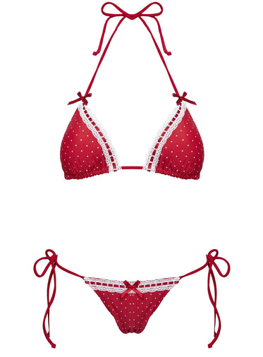 Jenner Triangle Bikini Top Red Polka