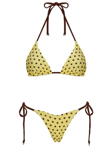 Jenner Triangle Bikini Top Yellow / Polka Dot