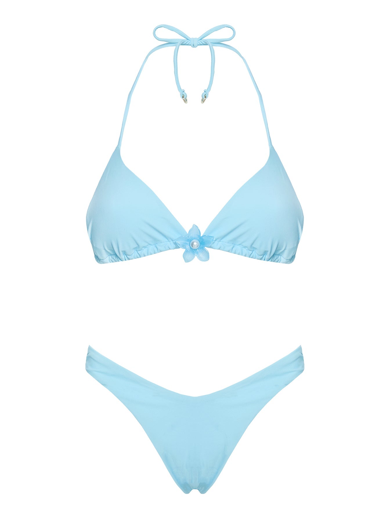 Jenner Triangle Hardware Bikini Top Blue