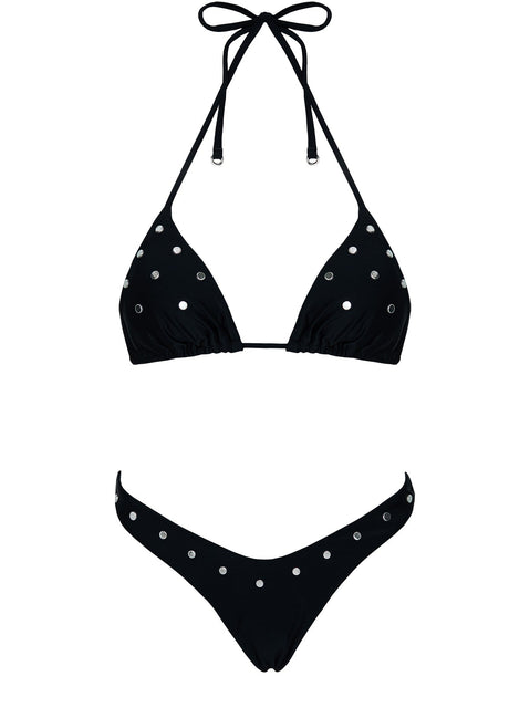 Jenner Triangle Studded Bikini Top Black
