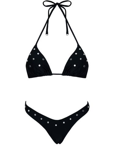 Jenner Triangle Studded Bikini Top Black