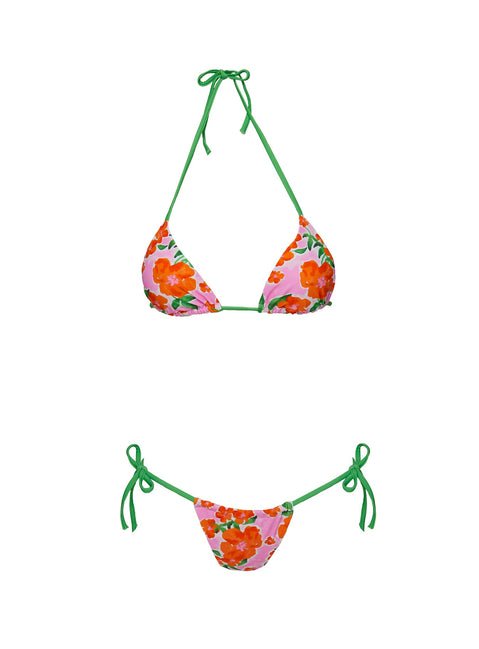 Jenner Triangle Bikini Top Green / Pink Floral
