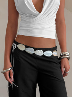 Jezza Shell Tie Side Belt White
